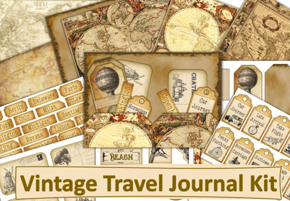 Download Vintage Travel Journal Kit JPEG and PNG - Premium Resources